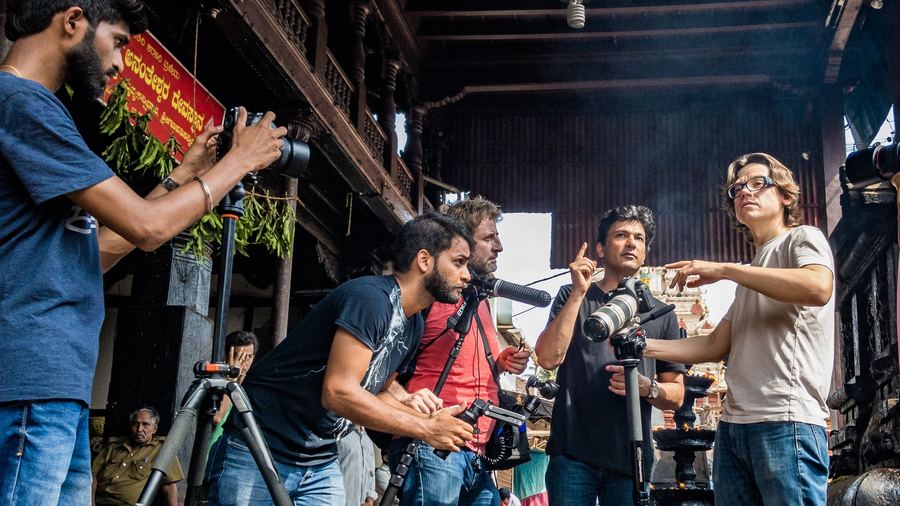 The crew filming in the streets of Amritsar